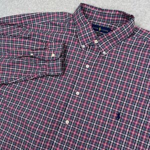 Polo Ralph Lauren Shirt Mens 2XLT Tall Plaid Blue Pony Long Sleeve Button Down
